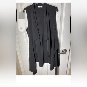 Pleione Size M Sleeveless Draped Open-Front Cardigan Vest - Black
